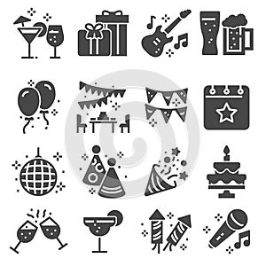 Simple Set of Party Related Vector Gray Icons