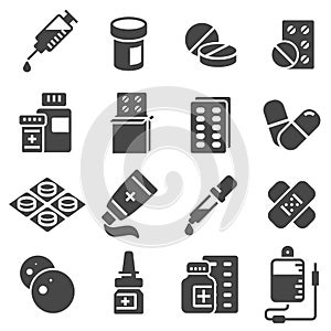 Simple Set of Pills Related Vector Icons.