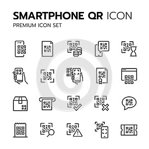 Simple Set of QR Code Related Vector Line Icons. Contains such Icons as Scanning Process