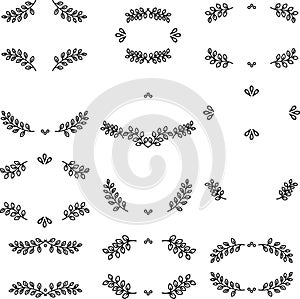 Simple set of rustic design elements. Floral vector frames for greeting cards