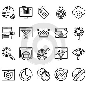 Simple Set of SEO Related Vector Line Icons.
