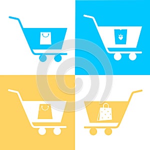 Simple set of shopping cart, trolley vector icons. Contains such icons as mobile shop, web site, and ui. Cart flat collection of w