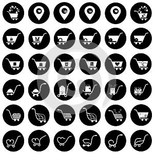 Simple set of shopping cart, trolley vector icons. Contains such icons as mobile shop, web site, and ui. Cart flat collection of w