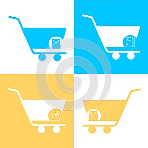 Simple set of shopping cart, trolley vector icons. Contains such icons as mobile shop, web site, and ui. Cart flat collection of w