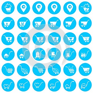 Simple set of shopping cart, trolley vector icons. Contains such icons as mobile shop, web site, and ui. Cart flat collection of w