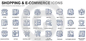 Simple Set Shopping and E-Commerce Line Icons for Website and Mobile Apps. Contains such Icons as Delivery, Payment