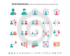 Simple Set of Social Distancing People or User. Coronavirus 2019 or Covid-19 Related.  Such as Work from Home, Quarantine,