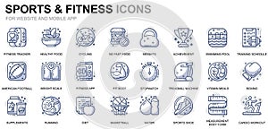 Simple Set Sport and Fitness Line Icons for Website and Mobile Apps. Contains such Icons as Fit Body, Swimming