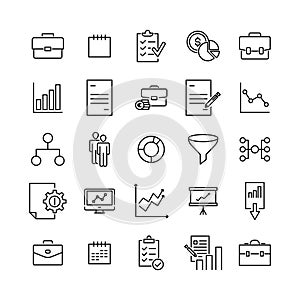 Simple set of strategy related outline icons.