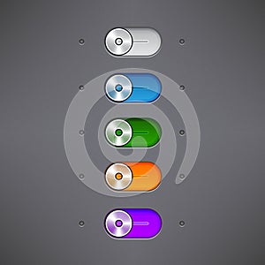 Simple Set of Switch Buttons, Set of ON OFF switch