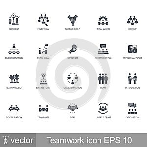 Simple set of team work related vector solid icons