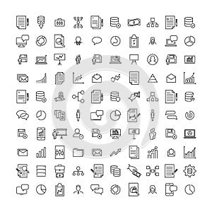 Simple set of teamwork related outline icons.