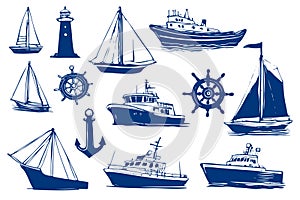 Simple Set Travel by Sea Related Vector Line Icons. Contains such Icons as Port, Cruise Liner
