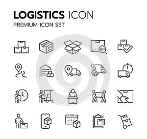 Simple Set of Truck Logistics Related Vector Line Icons.