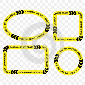 Simple Set Vector Oval, Rectangle, Circle, Square Police Line, caution, Do Not Cross Frame for Your Element Design, at Transparent