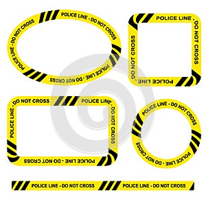 Simple Set Vector Oval, Rectangle, Circle, Square Police Line, Do Not Cross Frame for Your Element Design