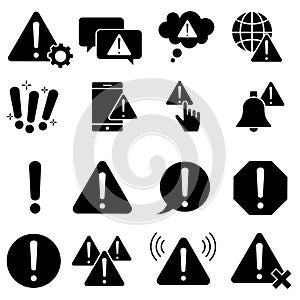 Simple Set of Warnings Related Vector Icons. Contains such signs as Alert, Exclamation illustration sign collection.  Warning symb