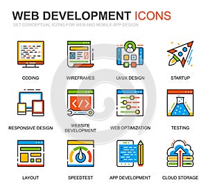 Simple Set Web Disign and Development Line Icons for Website and Mobile Apps. Vector pictogram pack.