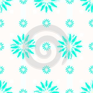 simple shabby chic cute aqua green floral on white checkered garden line texture.