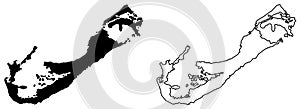 Simple only sharp corners map of Bermuda vector drawing. Merca