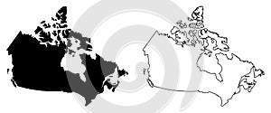 Simple only sharp corners map of Canada vector drawing. Mercat