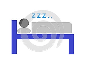 A simple side view outline shapes of a person lying on a bed sleeping