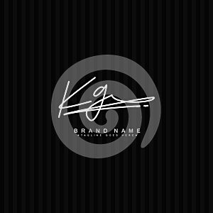 Simple Signature Logo for Alphabet KG - Handwritten Signature for Photography and Fashion Business