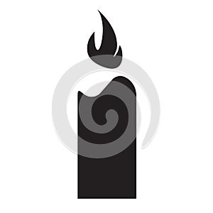 A simple silhouette of a candle on a white background, an element of lighting, live fire, church, prayer.