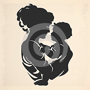 Simple silhouette for Mother\'s Day universally recognizable elegant image that evokes the essence of motherhood. photo