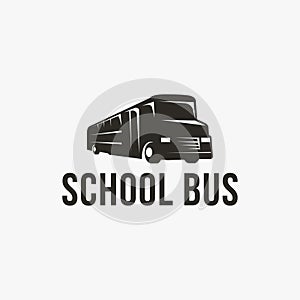 Simple silhouette school bus logo vector