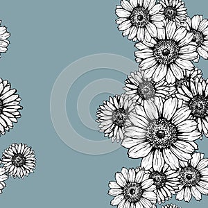 simple silhouettes of daisies black and white on a dark background photo