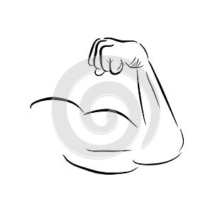 Simple Sketch Arm of Muscle Man, Isolated on White