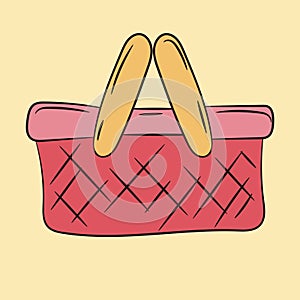 Simple sketch of fruit basket vector illustration