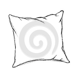 Simple sketch pillow black pencil drawing isolated on white