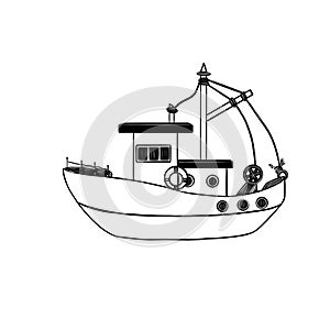 Simple sketch of a sea ship, vector illustration