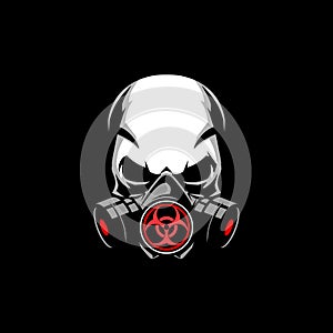 Simple skull gas mask with biohazard symbol vector template