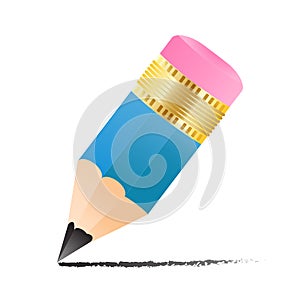 Simple small pencil icon with drawn line isolated. Vector icon