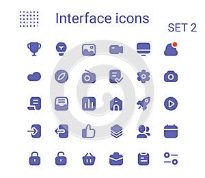 Simple small ui solid icons set. Rounded mini vector icons. Pixel perfect.