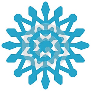 Simple snowflake icon for Christmas. Flat vector icon. New year ornament. Blue vector illustration