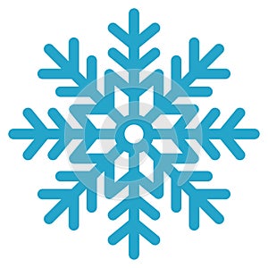 Simple snowflake icon for Christmas. Flat vector icon. New year ornament. Blue vector illustration