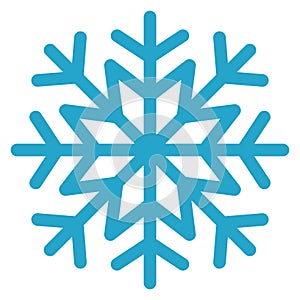 Simple snowflake icon for Christmas. Flat vector icon. New year ornament. Blue vector illustration