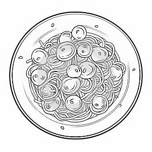 Simple Spaghetti Coloring Page For Kids photo