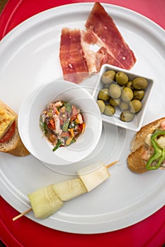 Simple spanish tapas plate