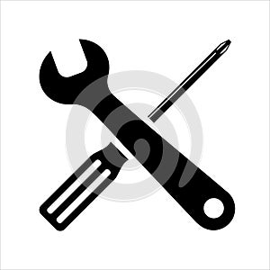 Simple spanners and crosshead screwdriver isolated. Icon for apps and websites