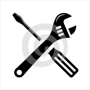 Simple spanners and crosshead screwdriver isolated. Icon for apps and websites