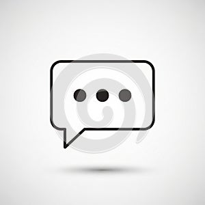 A simple speech bubble icon with three black dots centered inside