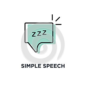 simple speech bubble with linear zzz icon, symbol of funny snoring for web and napping concept stroke style trend modern logotype