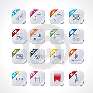 Simple square file labels icon set