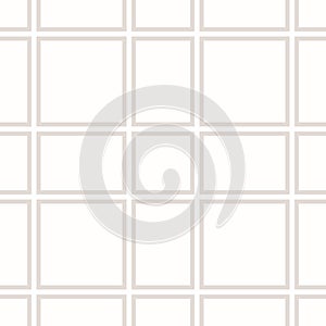 Simple square grid seamless pattern. Abstract vector beige and white background