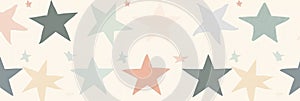 Simple star shapes in muted tones, arranged in a subtle and minimalist pattern
